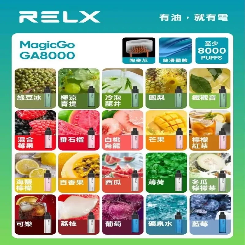 RELX GA8000拋棄式電子煙｜悅刻一次性8000口・台灣熱銷現貨